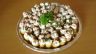 Baby potatoes topped with cream cheese, diced ham and fresh chives