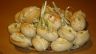 Baby baguettes filled with creamed egg mayonnaise, spring onion and paprika