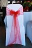 Red sash white spandex chair covers