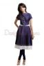 Navy blue embroidered anarkali