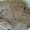 A half cleaned sofa - can you tell which half has been cleaned?