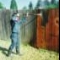 This is us pressure washing a fence before we painted it