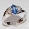 Platinum sapphire and diamond bespoke ring