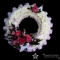 White Wreath with pink roses