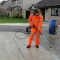 Pressure washing driveway