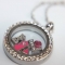 Memory Locket with Mum, L, Love and pink crystal charms