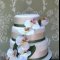wedding cake, flowers to match brides